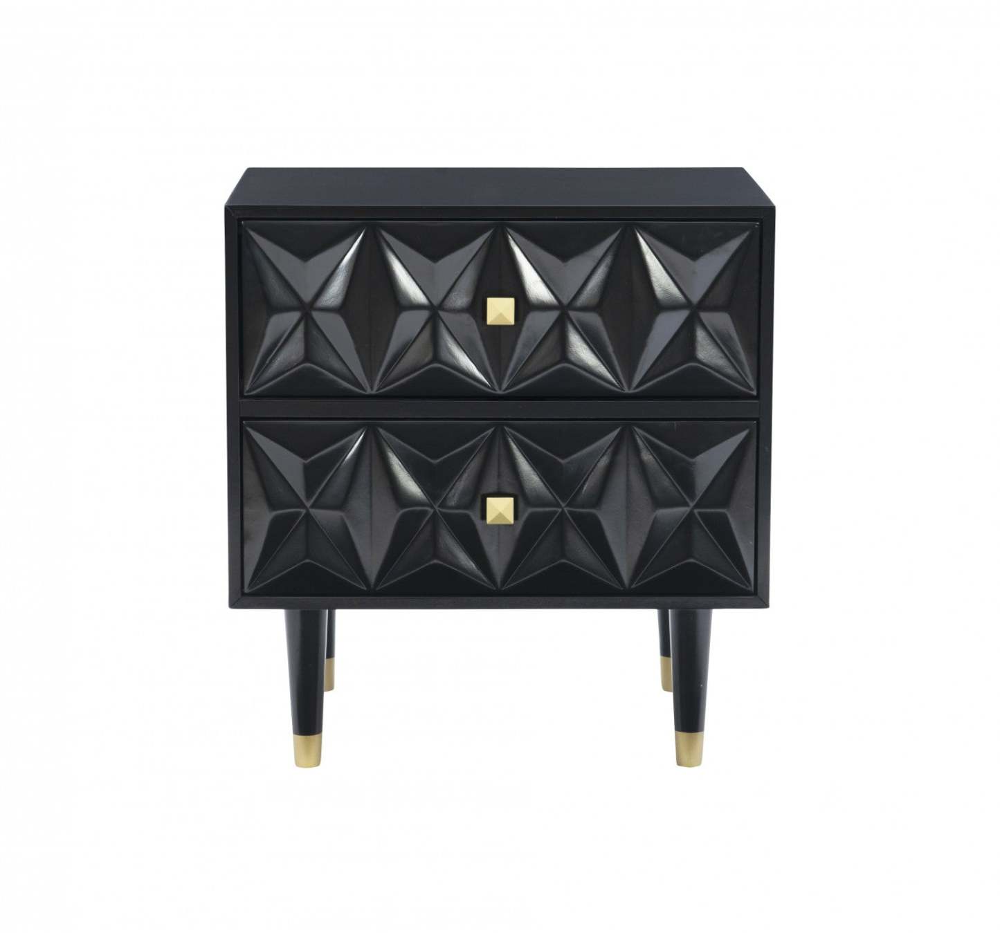 Geo 2-Drawer Textured Nightstand - Black|Table de nuit Geo texturée à 2 tiroirs - noire