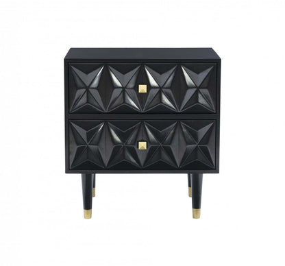 Geo 2-Drawer Textured Nightstand - Black|Table de nuit Geo texturée à 2 tiroirs - noire