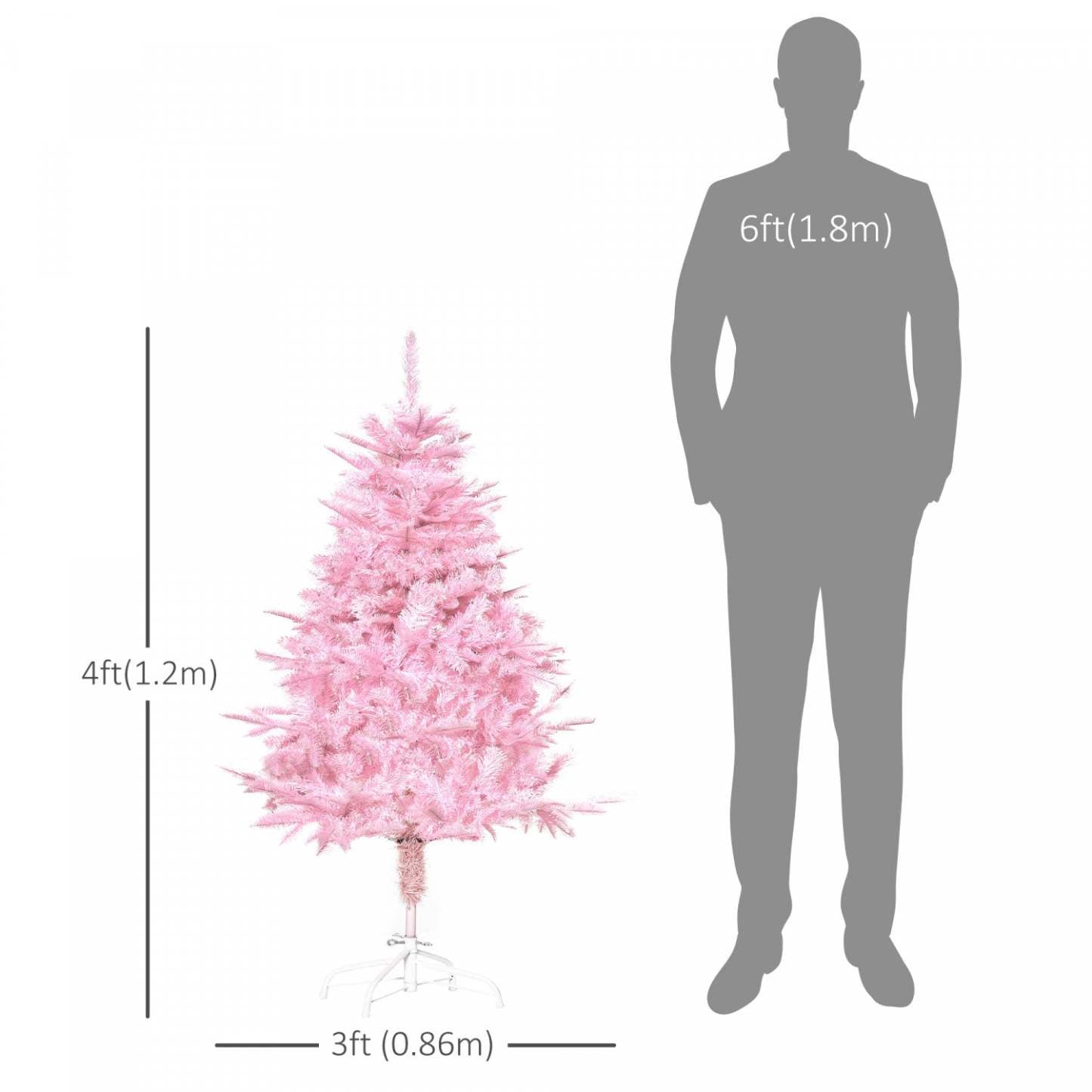Homcom Arbre De Noël Artificiel De 4 Pieds Avec Ouverture Automatique Pour La Fête Rose|Homcom Arbre De Noël Artificiel De 4 Pieds Avec 341 Pointes De Branches