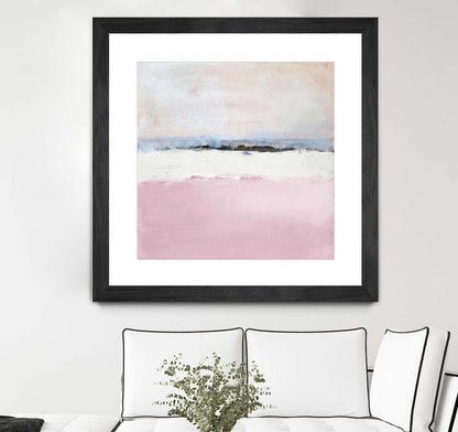 Œuvre d’art murale encadrée noire et mate « Pink Sea Abstract » 30 x 30
