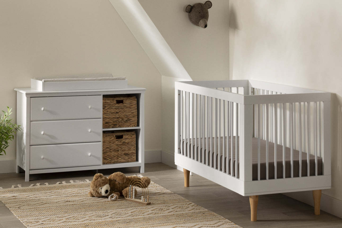 Cotton Candy Changing Table With Removable Rim, Drawers, And Open Storage - Pure White | Cotton Candy Table A Langer Avec Pourtour Amovible - Blanc Solide