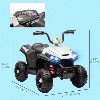 Qaba Voiture Électrique 12 V Pour Enfants, Quad Pour Enfants Alimenté Par Batterie Avec Suspension À Quatre Roues