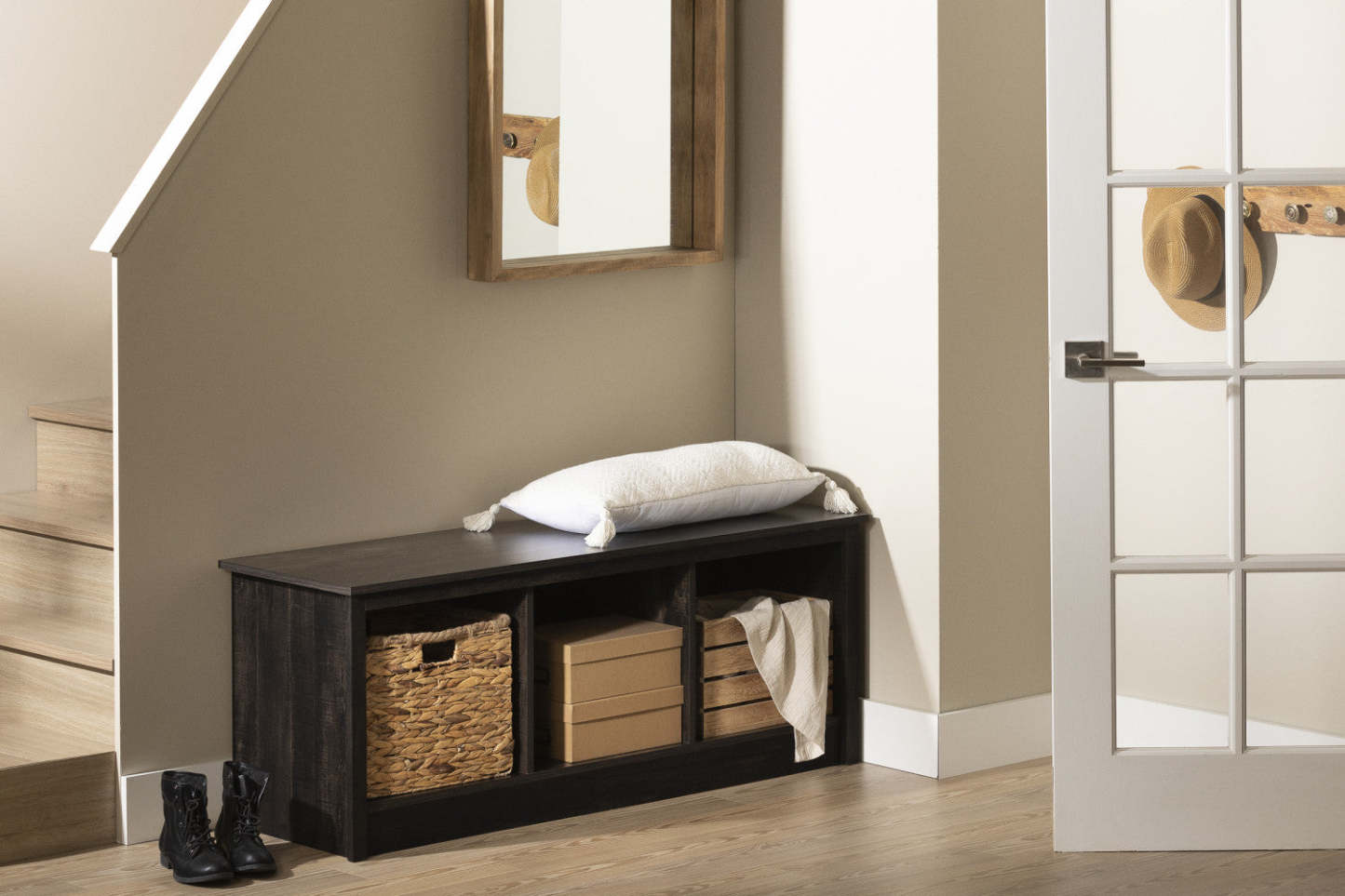 Toza Mudroom Storage Bench - Rubbed Black|Banc de rangement Toza pour vestibule - noir antiqué