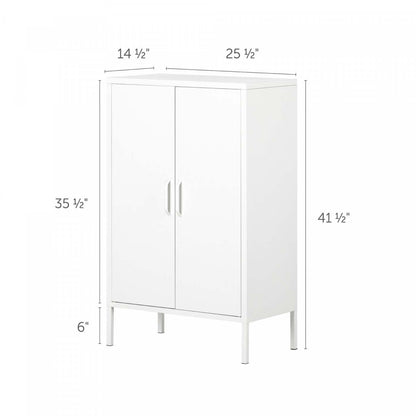 Armoire d'appoint en métal à 2 portes Crea - Blanc pur | Crea Meuble de rangement avec 2 portes en métal - Blanc solide | D83GXVXU