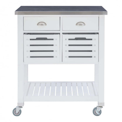 Robbin Wood Kitchen Bar Cart Storage - White|Chariot-bar de rangement Robbin en bois pour la cuisine - blanc