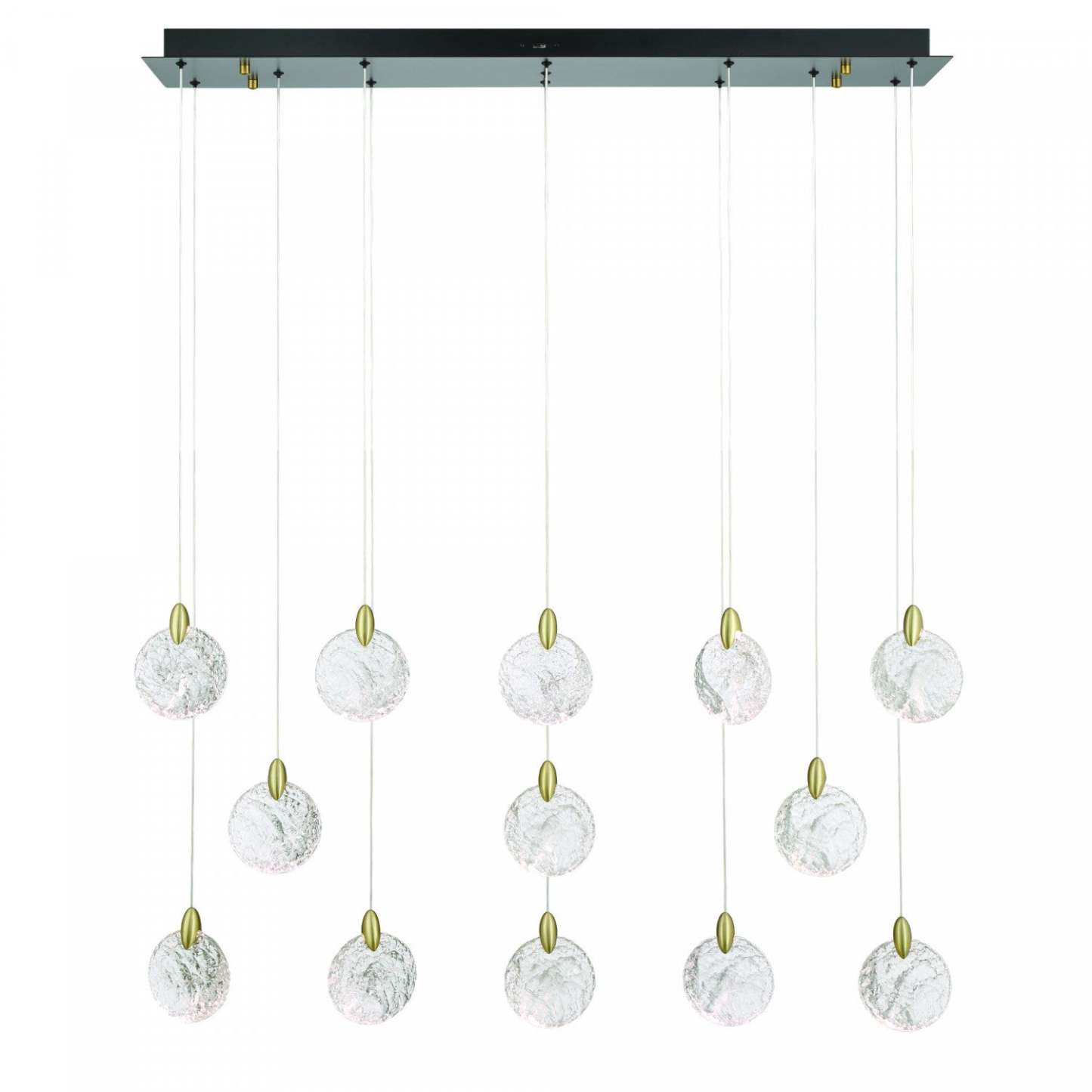 Snowflake 13 Light Integrated Led Island Light, Satin Brass Lamp | Luminaire d'îlot à 13 lampes à DEL intégrées Snowflake, laiton satiné