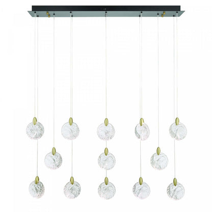 Snowflake 13 Light Integrated Led Island Light, Satin Brass Lamp | Luminaire d'îlot à 13 lampes à DEL intégrées Snowflake, laiton satiné