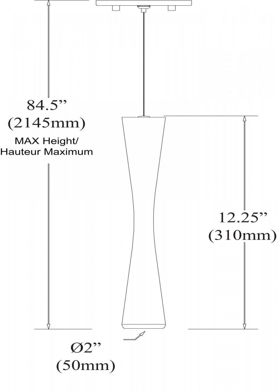 Dainolite Percita LED Suspension 5w Fini en chrome satiné | Luminaire suspendu Percita de Dainolite avec ampoule à DEL de 5 W