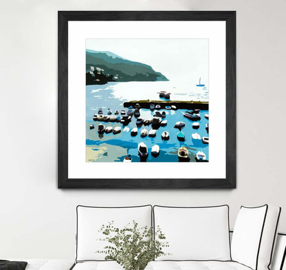 Boats Matted and Framed Black 36x36 Wall Art|Œuvre d’art murale encadrée noire et mate « Boats » 36 x 36