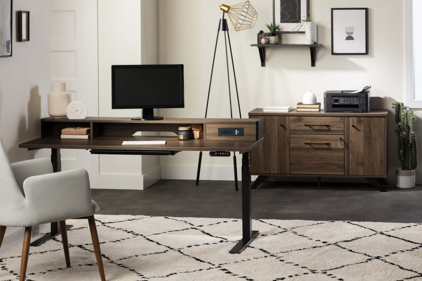 Crédence Helsy à 2 tiroirs avec portes - Noyer naturel | Helsy Credence 2 Tiroirs Avec Portes - Noyer Naturel