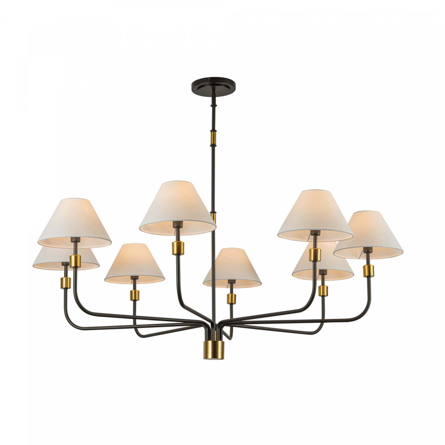 Providence 8 Light Chandelier, Black, Brushed Brass Lamp | Lustre A 8 lampes Providence, Noir, Laiton Brosse