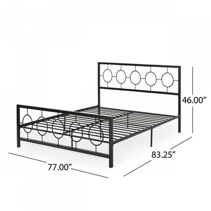 Cadre de lit Robert en métal avec tête et pied de lit au design circulaire, taille King, noir | Robert Cadre de lit en métal avec tête et pied de lit au design circulaire, taille King, noir