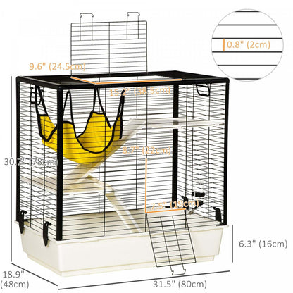 Pawhut Cage Petit Animal Habitat Intérieur Maison de Jeu pour Cochons d'Inde, Furets, Chinchillas, Avec Accessoires