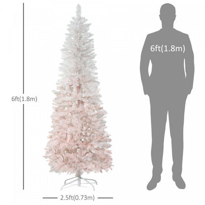 Homcom Sapin De Noël Artificiel De 6 Pieds Avec Base En Métal Rose Et Blanc|Homcom Sapin De Noël Artificiel De 6 Pieds Avec 406 Branches