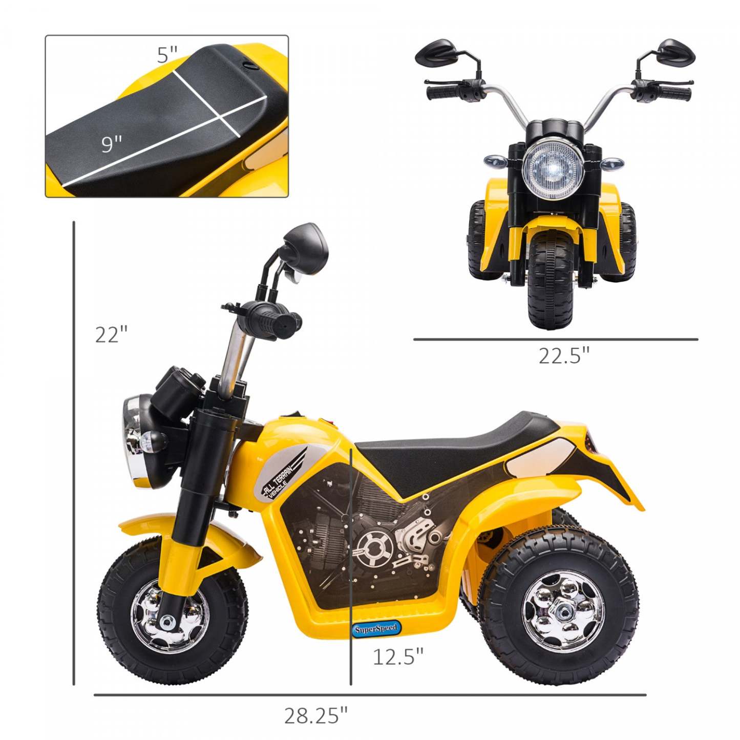 Aosom Moto Electrique Pour Enfants 6v Alimentée Par Batterie, Moto Electrique , Jouet A Enfourcher,