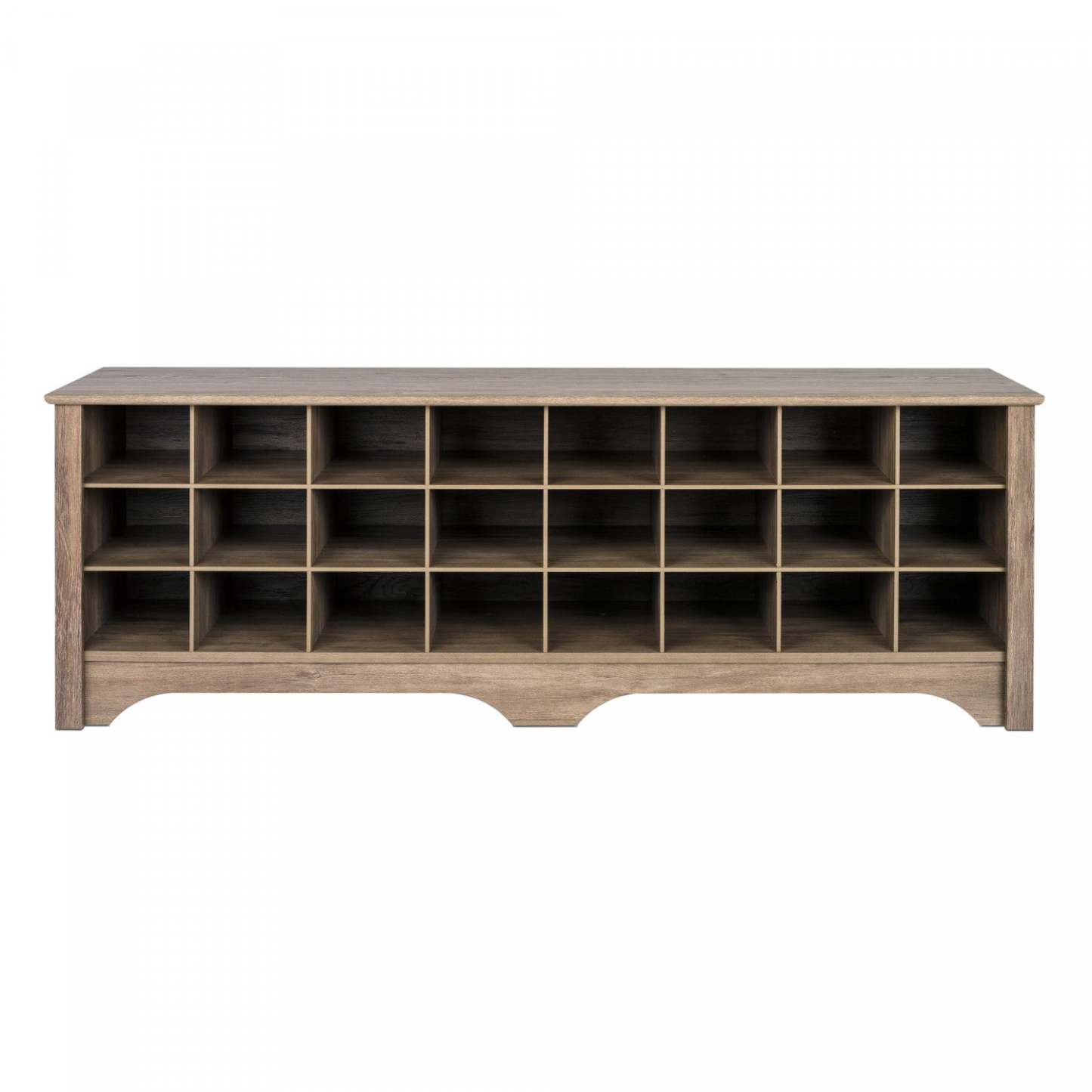 Twenty-Four Pair Shoe Storage Cubby Bench - Drifted Grey|Banc à compartiment de rangement pour 24 paires de chaussures - gris délavé