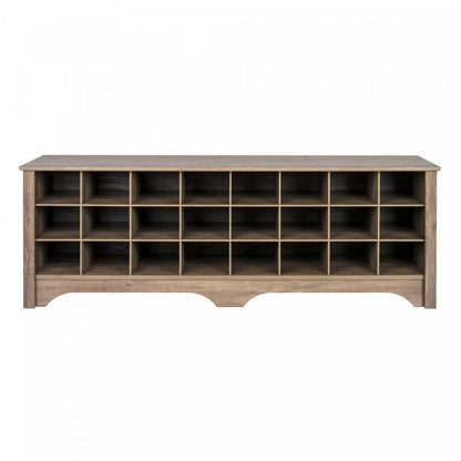 Twenty-Four Pair Shoe Storage Cubby Bench - Drifted Grey|Banc à compartiment de rangement pour 24 paires de chaussures - gris délavé