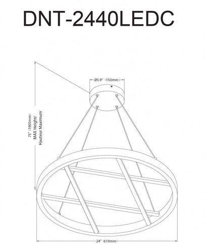 Dainolite Dante LED Chandelier 40w Noir Mat Blanc Silicone Diffuseur Lampe|Lustre Dante de Dainolite en silicone blanc qui diffuse la lumière, avec fini noir mat et ampoule à DEL de 40 W