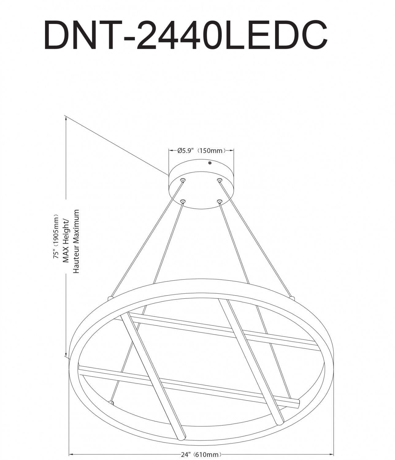Dainolite Dante LED Chandelier 40w Chrome Poli Blanc Silicone Diffuseur Lampe|Lustre Dante de Dainolite en silicone blanc qui diffuse la lumière, avec fini chromé poli et ampoule à DEL de 40 W