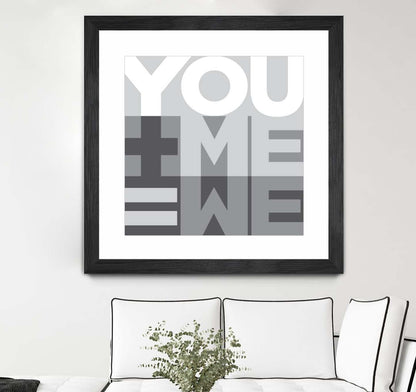 Œuvre d'art murale encadrée noire et mate « You Me We I » 36 x 36