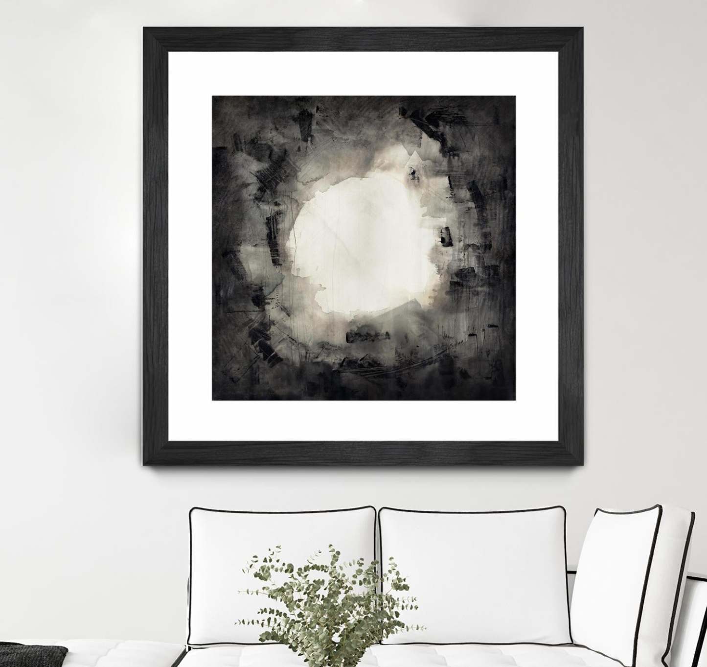 Positives And Negatives Ii Matted and Framed Black 36x36 Wall Art|Œuvre d’art murale encadrée noire et mate « Positives And Negatives Ii » 36 x 36