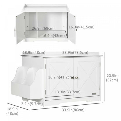 Pawhut Litière Cachée Enclos De Litière Meubles De Toilette Pour Chats Avec Rangement, Diviseur Réglable, Maison Pour Animaux Intérieure
