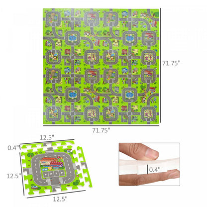 Qaba Tapis De Jeu En Mousse Pour Enfants 36 Pièces Avec 24 Tapis Latéraux Anti-dérapants Apprentissag