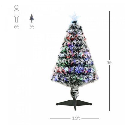 Homcom Arbre De Noël Artificiel En Fibre Optique Pré-éclairé De 3 Pieds Avec 12 Lumières LED Et 90 Branches|Homcom Arbre De Noël Artificiel En Fibre Optique Pré-illuminé De 0,9 M Avec 12 Lumières Led Et 90 Branches