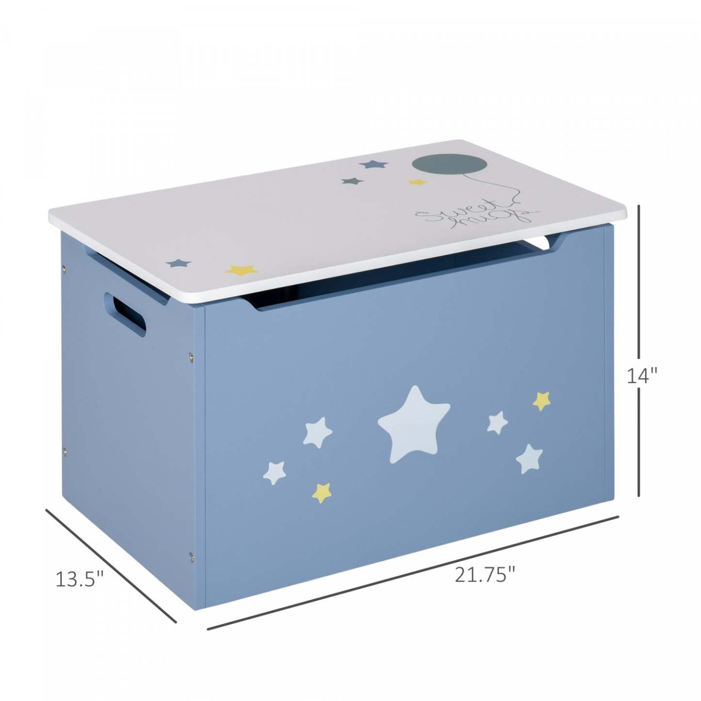 Qaba Boîte De Rangement Pour Jouets En Bois Pour Enfants Avec Banc À Gaz 55 X 34 X 35,6 Cm Bleu