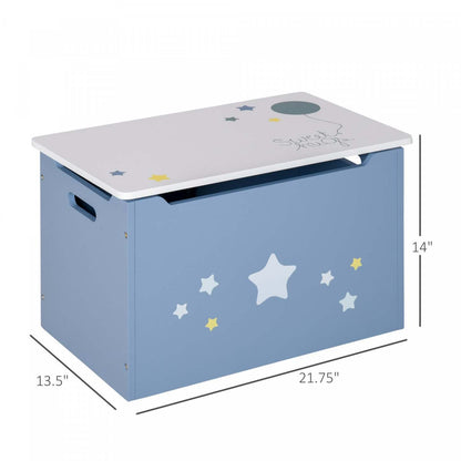 Qaba Boîte De Rangement Pour Jouets En Bois Pour Enfants Avec Banc À Gaz 55 X 34 X 35,6 Cm Bleu