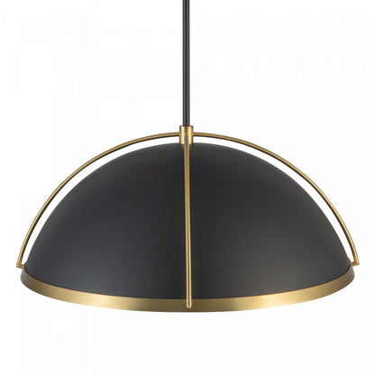 Suspension Dahlia à 1 lumière 17,6, noir, lampe en laiton brossé | Suspension A 1 lampe Dahlia De 17,6 po, Noir, Laiton Brosse