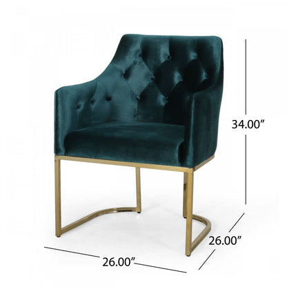 Fauteuil Club Ergonomique Jasmine Avec Revêtement En Velours - Couleur Sarcelle
