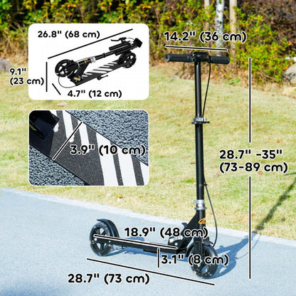 Trottinette Qaba pour enfants de 3 à 8 ans, trottinettes pliantes légères avec roues lumineuses, guidon réglable sur 4 niveaux, frein arrière et frein à main pour filles et garçons, noir
