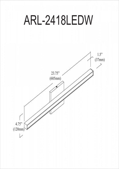 Lumière de coiffeuse Arandel de Dainolite 18w LED en noir mat avec diffuseur en acrylique blanc