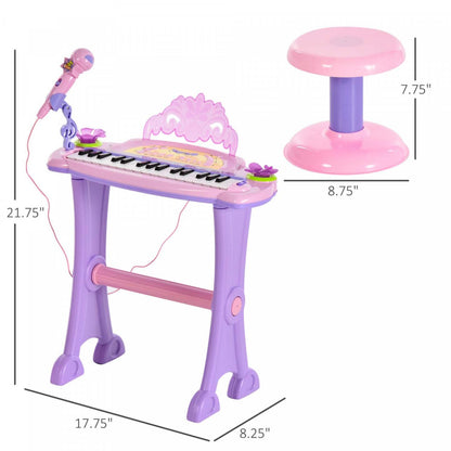 Qaba Piano Pour Enfants Instrument A Clavier Electronique Avec Microphone Et Tabouret 32 Touches Jouet Musical Organ E