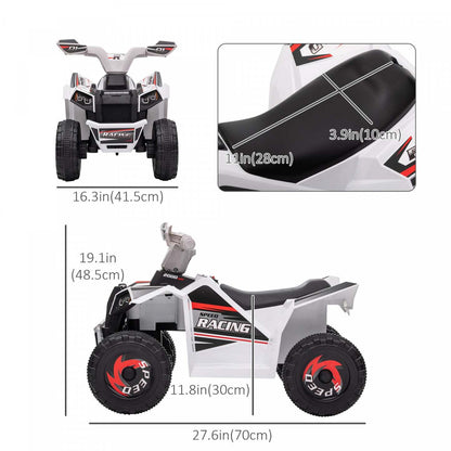 Aosom 6v Kids Atv Quad, Véhicule Électrique Alimenté Par Batterie Pour Enfants Avec Roues Résistantes