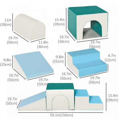 Qaba Ensemble De Jeu En Mousse Pour Tout-petits Et Enfants, Ensemble D'escalade Doux Et Sûr Pour Enfants