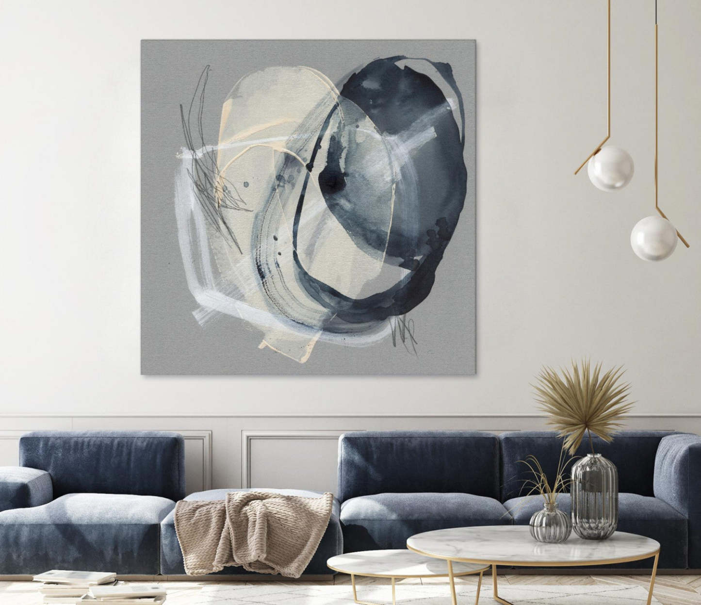 Œuvre d'art murale géante « Tandem Loops II » 54 x 54