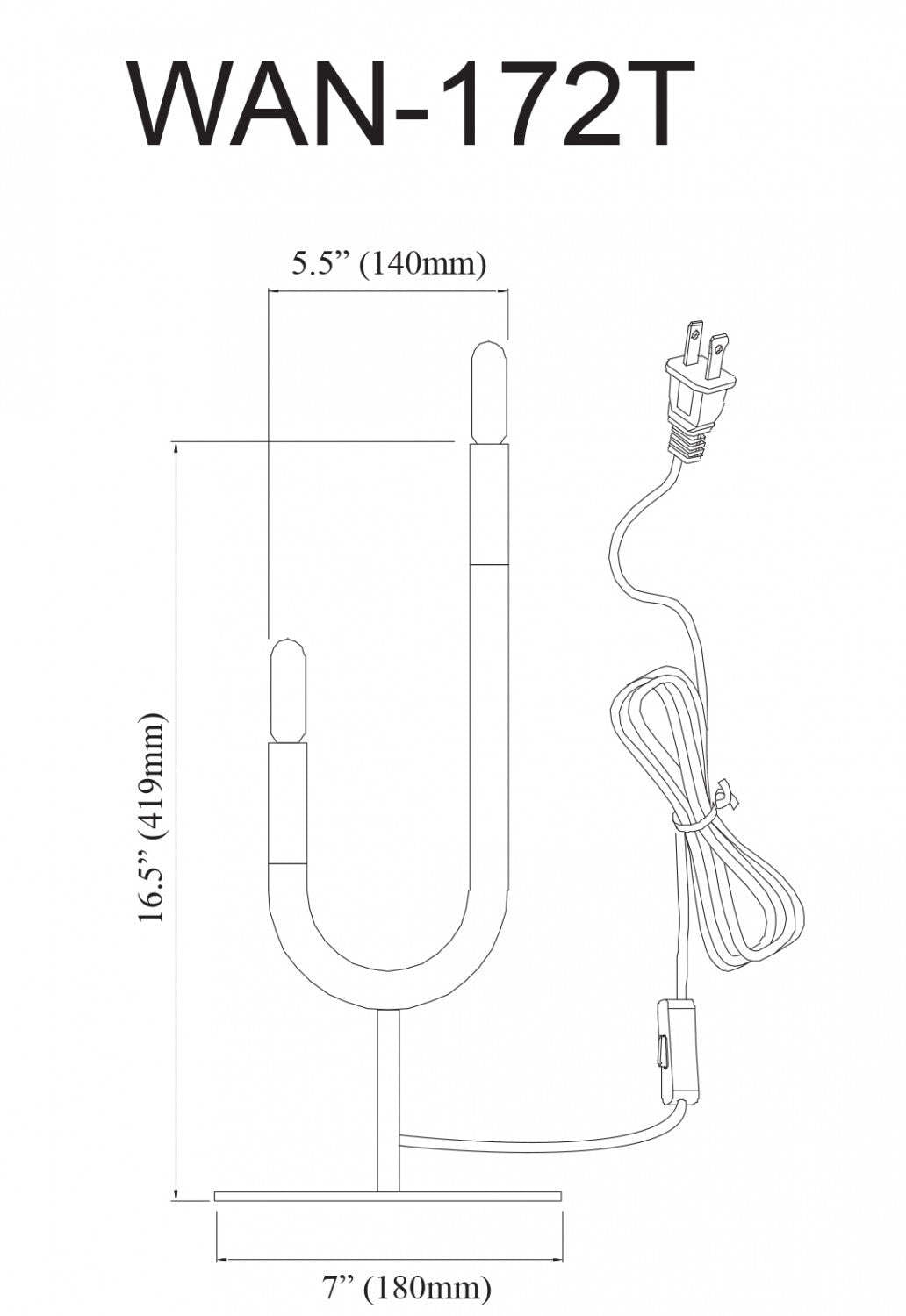 Lampe de table Wand de Dainolite avec finition noir mat et laiton vieilli, et 2 ampoules