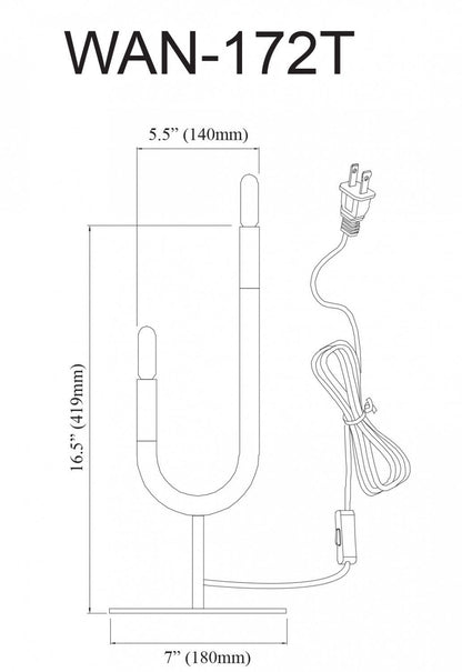 Lampe de table Wand de Dainolite avec finition noir mat et laiton vieilli, et 2 ampoules