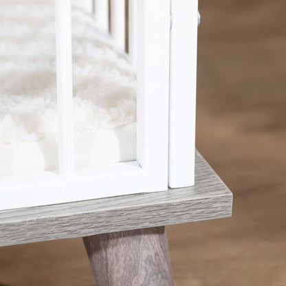 Pawhut Cage Pour Chien, Meuble Style Cage Pour Animaux, Table de Chevet, Maison Pour Chien Décorative, Avec Coussin Doux|Pawhut Cage Pour Chien Animaux Sur Pied Grand Coussin Amovible Porte Verrouillable En Acier Panneaux