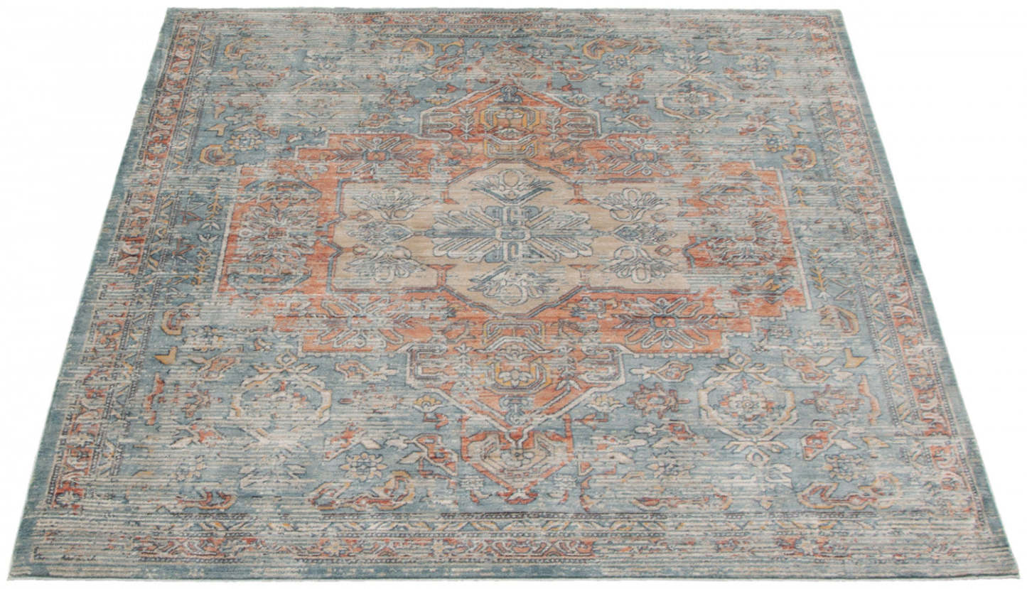 Tapis bleu Baina Heriz - 5'3 x 6'7|Carpette Baina Heriz bleu - 5 pi 3 pox 6 pi 7 po| D28S6APH