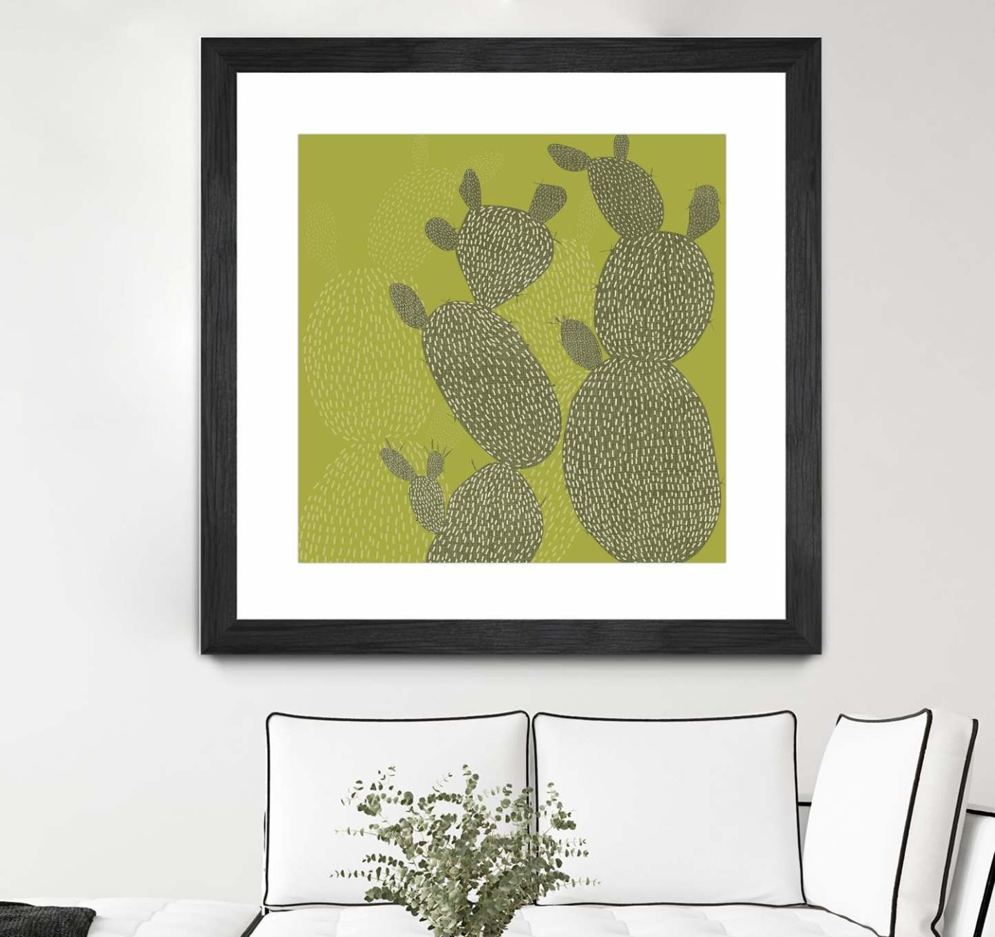 Opuntia Ii Matted and Framed Black 36x36 Wall Art|Œuvre d'art murale encadrée noire et mate « Opuntia Ii » 36 x 36