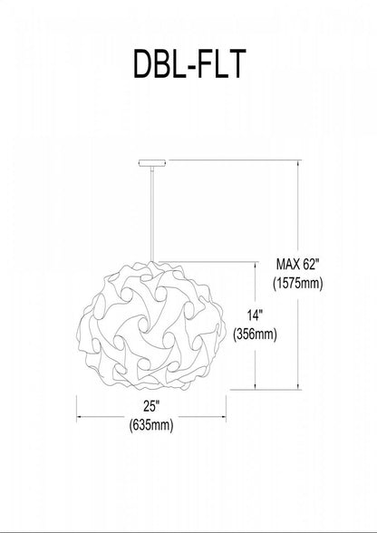 Dainolite Globus 3 Light Pendant Oval Polished Chrome Finish White Fabric Lamp|Luminaire suspendu Globus ovale de Dainolite en tissu blanc, avec fini chromé poli et 3 ampoules