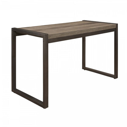 Bureau De Travail Basset En Faux Bois Et Metal Gris Fonce