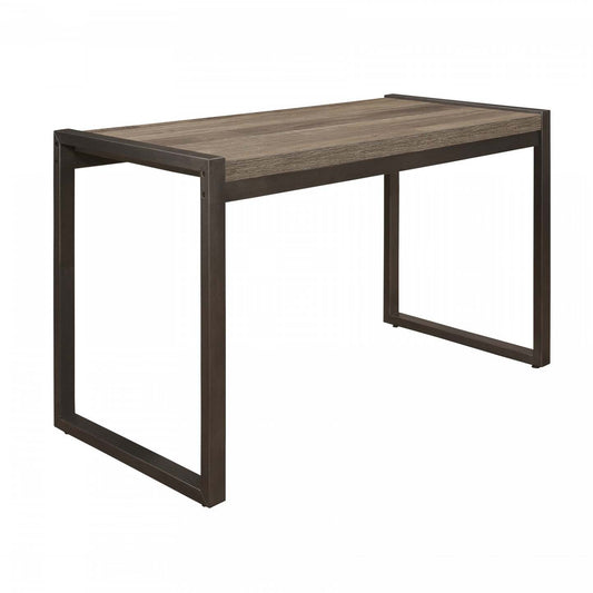 Bureau De Travail Basset En Faux Bois Et Metal Gris Fonce