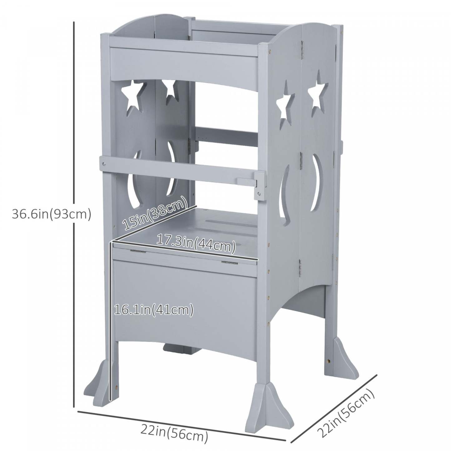 Marchepied Qaba avec poignées de soutien, rail de sécurité et marchepied antidérapant en bois dur pour enfants