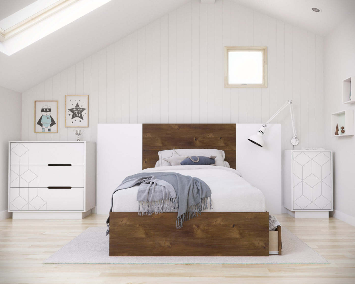 Commode à 3 tiroirs Nordika - Blanc | Commode verticale Nordika à 3 tiroirs - blanche | D08HWFX0