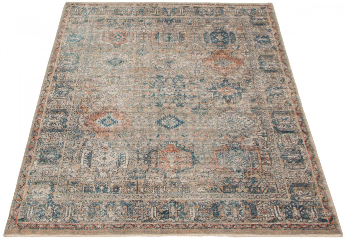 Tapis bleu-gris Bolivar Yalameh - 5'0 x 8'0|Carpette Bolivar Yalameh bleu-gris - 5 pi 0 pox 8 pi 0 po| D29Z4AWX
