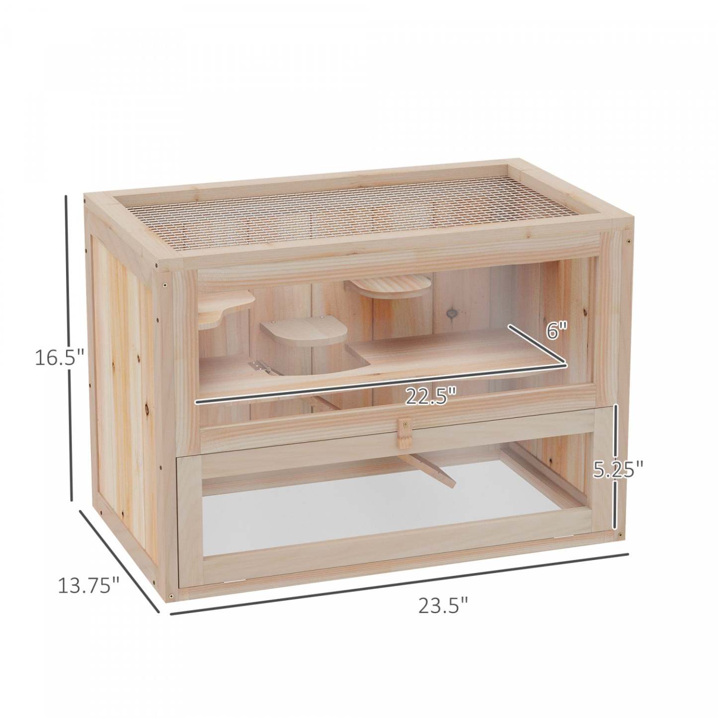 Pawhut Cage En Bois Pour Hamster Cochon D'inde Chinchilla Maison Pour Animaux 2 Niveaux Habitat Pour Petits Animaux W/ Op
